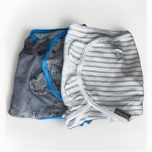 SwaddleMe Baby Swaddles Size Small/Medium Gray Dino & Stripe (Set Of 2)